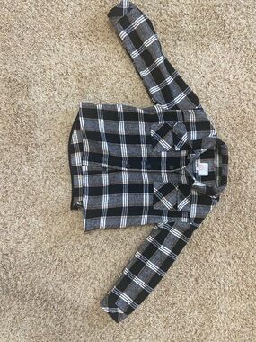GB girls Black & White Plaid Button-Down Shirt